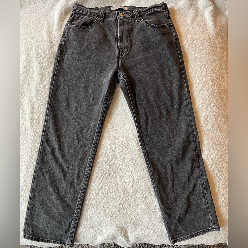 Hollister Men's Washed Black Loose Fit Straight-Leg Jeans